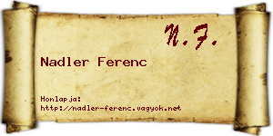 Nadler Ferenc névjegykártya